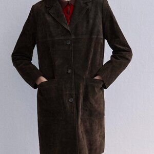 Zara 100% Brown Suede Coat